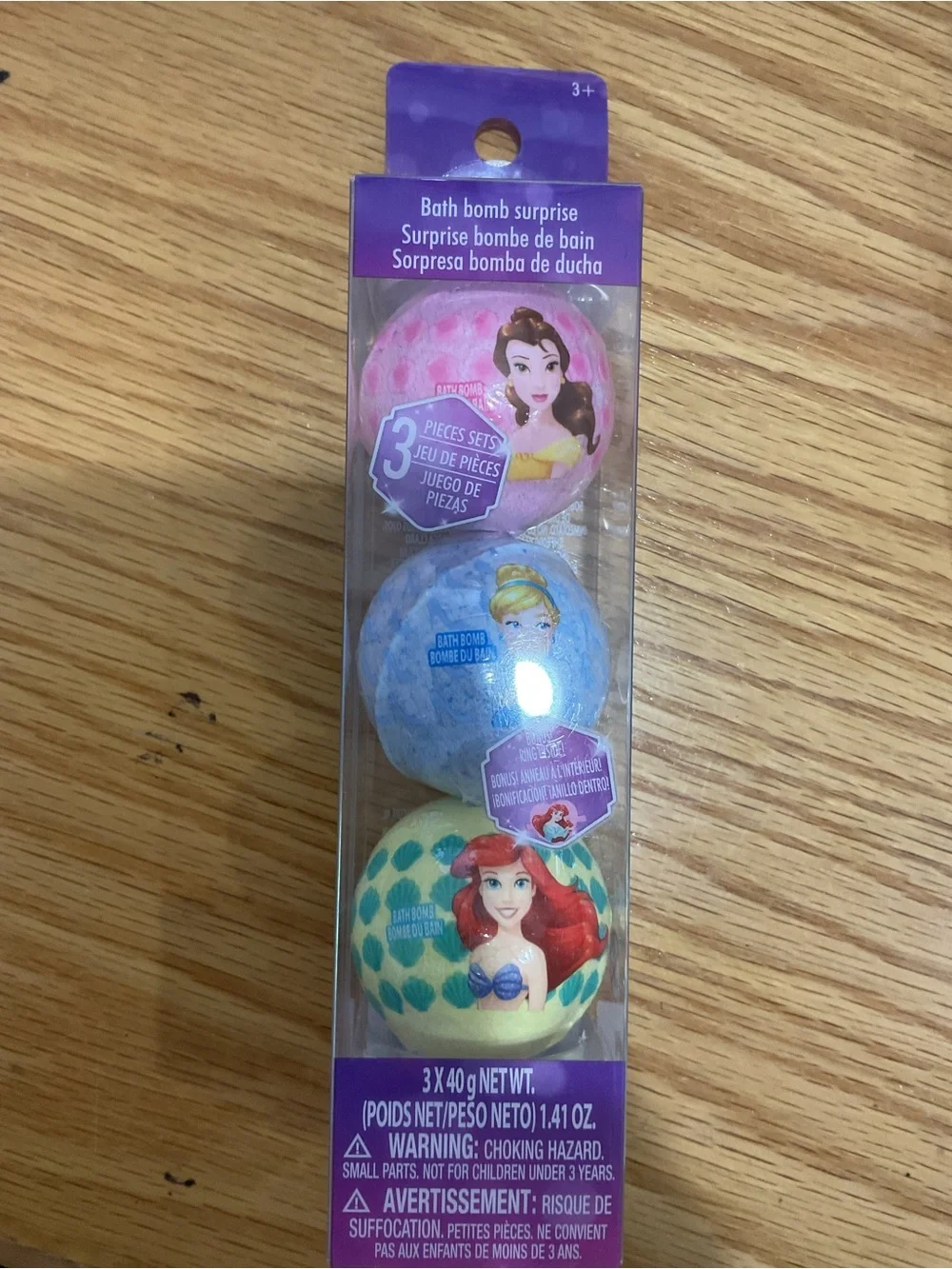 T195 - New character surprise bath bomb 3-pc set - Batman, Disney Princess, Enc